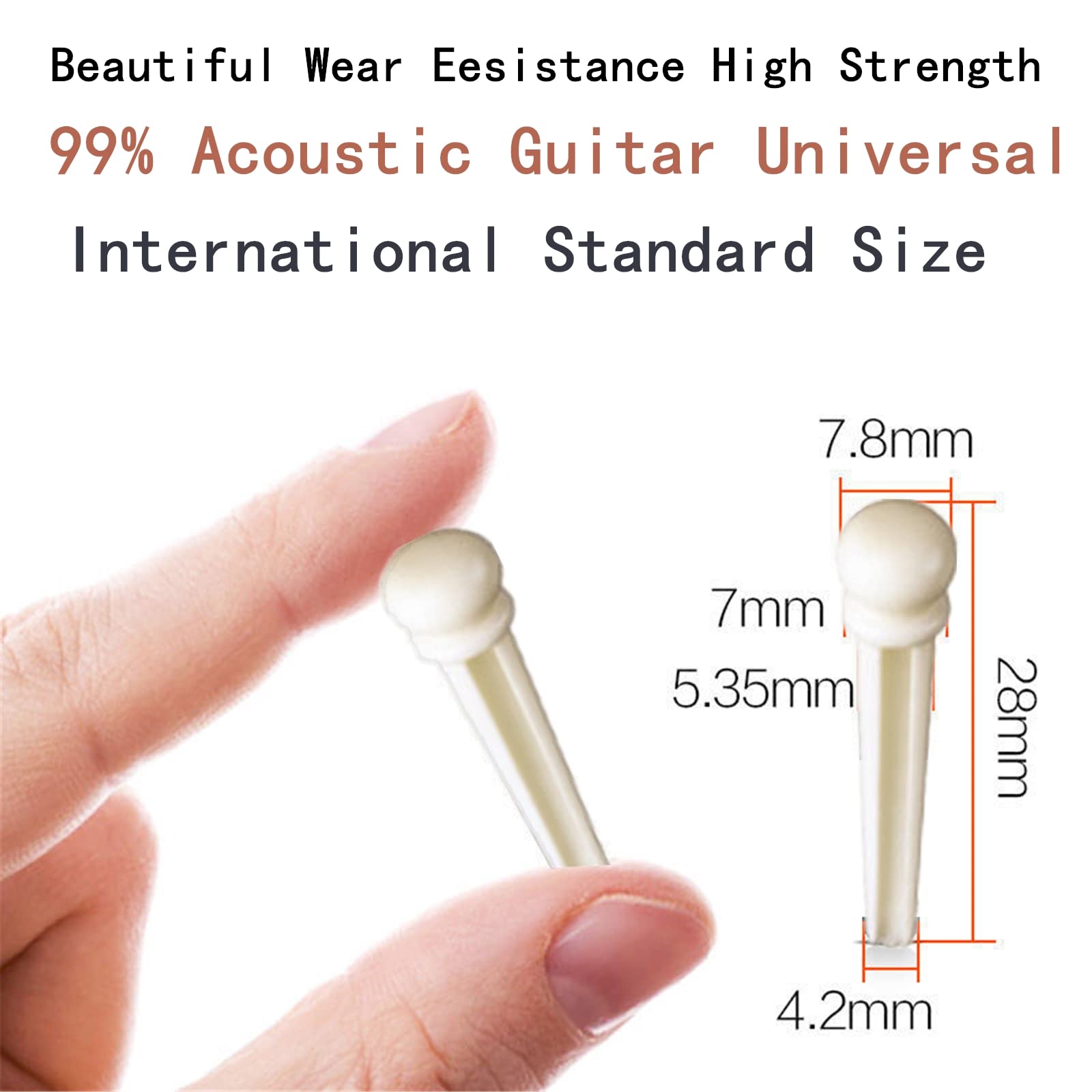 Miwayer Guitar Bone Bridge Pins Real Bone Replacement Parts for 6 & 12 String Acoustic Guitar (Small Abalone Dot)